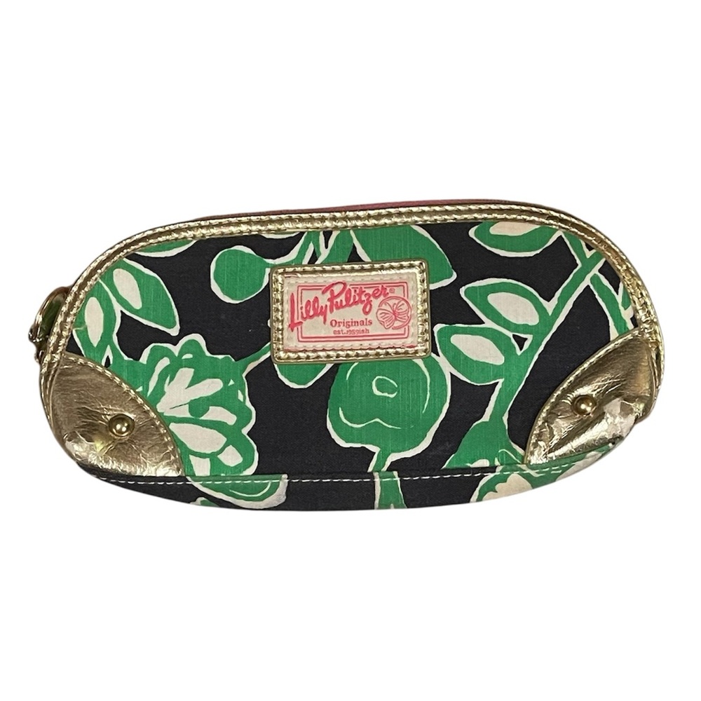 Lilly Pulitzer Originals Navy Blue and Green Floral Cosmetic Case